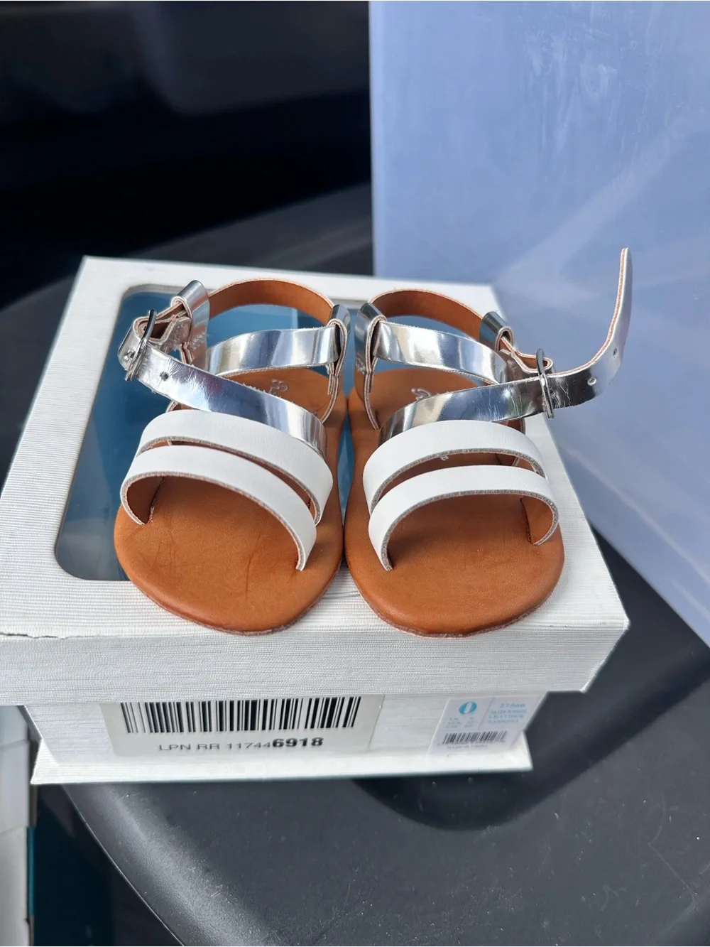 Polo by Ralph Lauren White and Silver Girls Strappy Sandals
